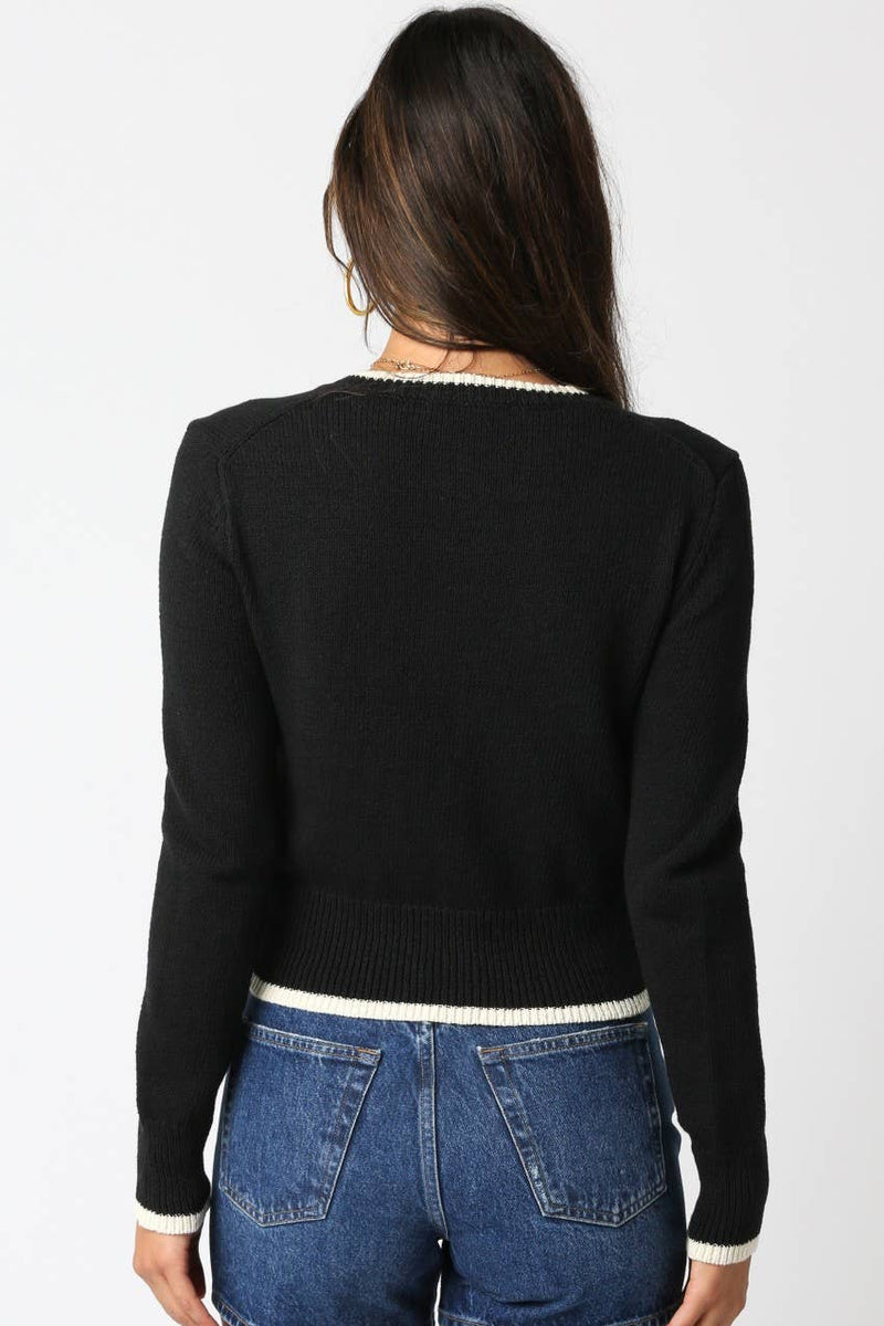Tess Sweater: Black Cream