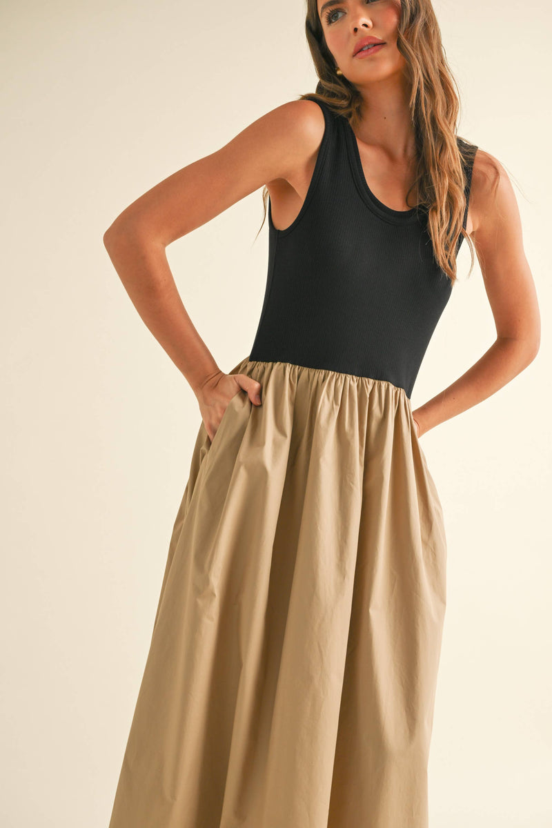 Trim Dress with Pockets