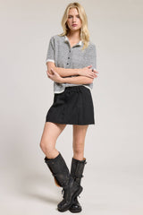 Navy Striped Short Sleeve Button Cardigan