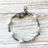 Fresh water pearl bracelet boutique salon jewelry beach sea: White pearl gold chain