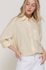Long Sleeve Linen Blend Shirt NATURAL