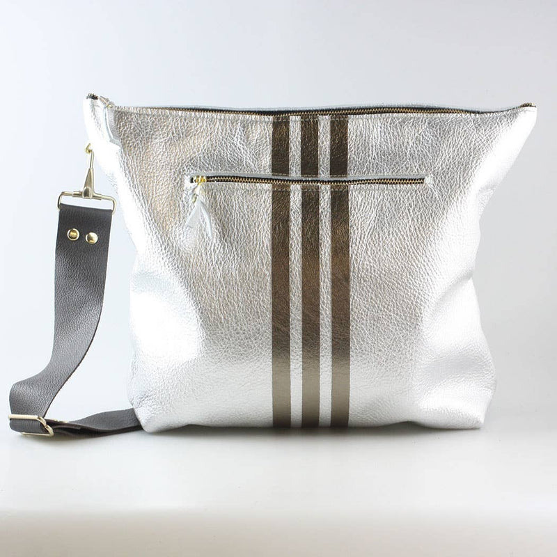 The Stripe Lakeshore - 2 sizes!: Coal w/Onyx Stripe / 9"x9.5" / Matching Leather Strap