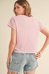 Crop V Neck Tee PINK