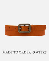 Brown Vintage Skinny Leather Belt
