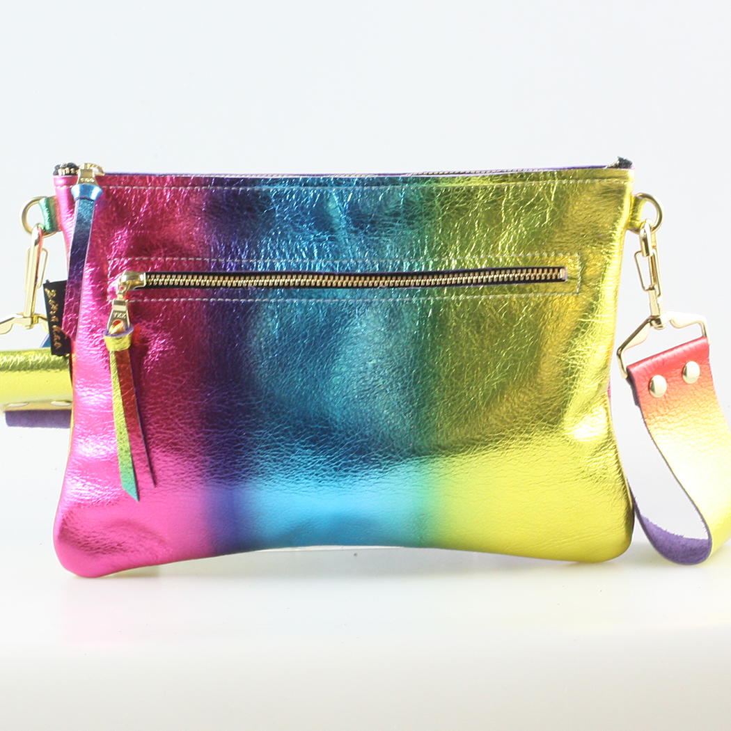 The Metallic Rita Crossbody and Hipbag: Pewter
