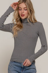 Stripe Long Sleeve Turtle Neck