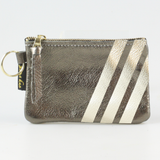 The Kara Wallet: 3 Side Stripes: Jet w/Platinum Stripes / Lobster