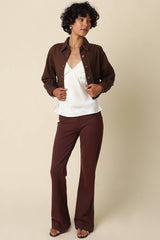Madge Cropped Shirt: Brown / L