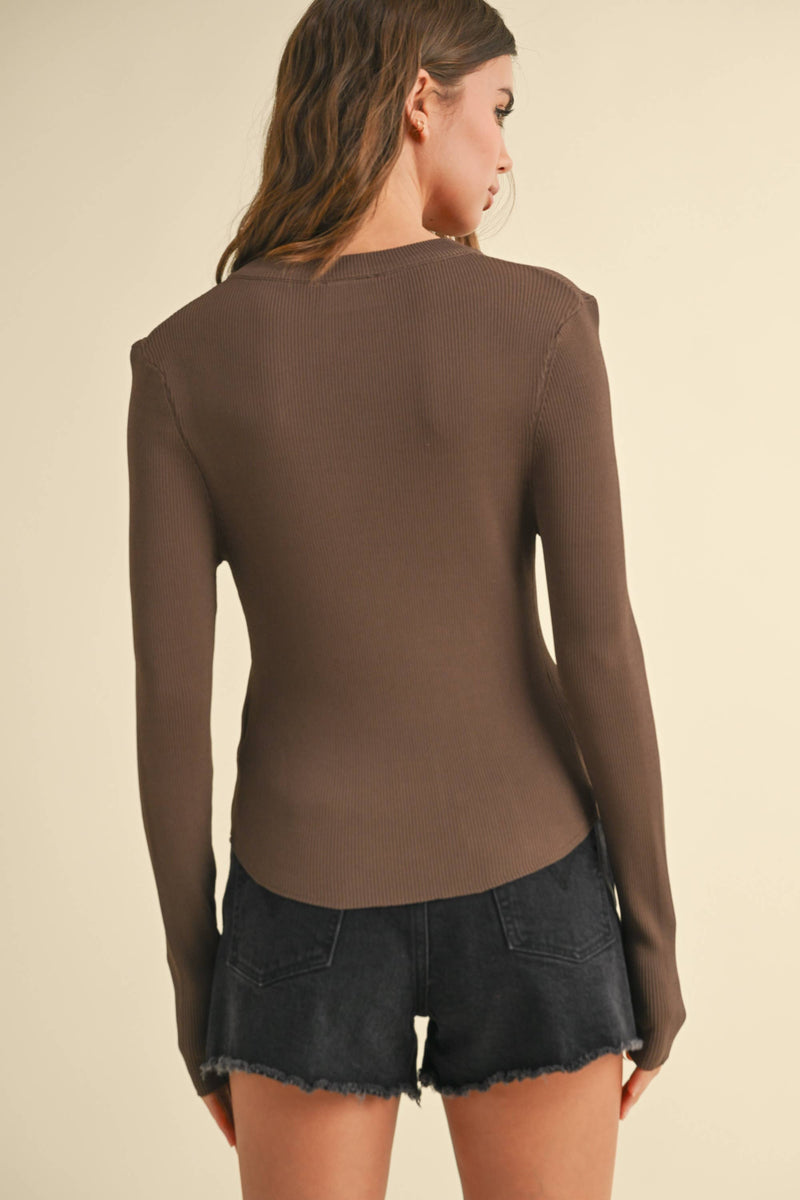 Long Sleeve ribbed coffee top