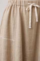 LINEN STITCH MIDI SKIRT: DARK BROWN / S