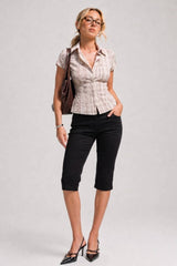 Plaid Button Front Blouse
