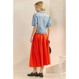Short Puff Sleeve Denim Top