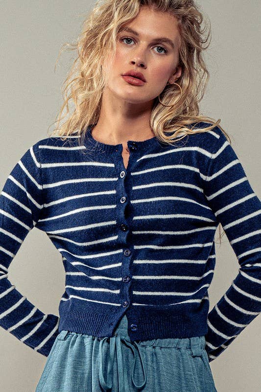 Eco-Friendly Striped Cropped Cardigan