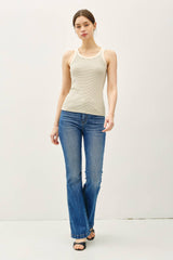 Olive cotton blend Stripeg