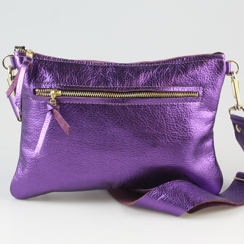 The Metallic Rita Crossbody and Hipbag: Platinum