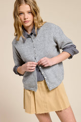 Short Sleeve Button Down Cardigan Mocha