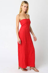 Brown Linen Maxi Dress
