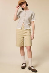 Navy Striped Short Sleeve Button Cardigan