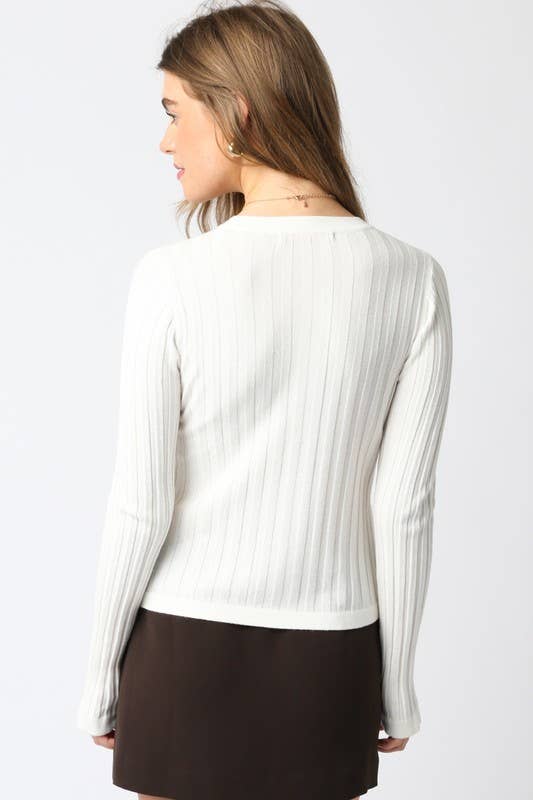 Haley Knit Button Top: Black