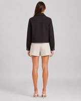 Women’s Cropped Faux Wool Jacket: OATMEAL / L