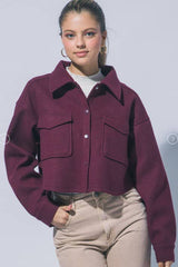 Fleece Shirt Jacket | Soft Snap Front Shacket: Taupe / Contemporary / L