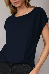 Side Twist Hem Short Sleeve Round Neck