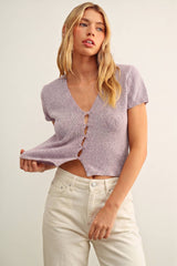 T6284   CAP SLEEVE BUTTON FRONT TOP: BEIGE / L