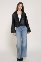 Faux Leather Short Trench Coat