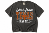 She’s From Texas Shirt – Comfort Colors Western Longhorn: Pepper / M