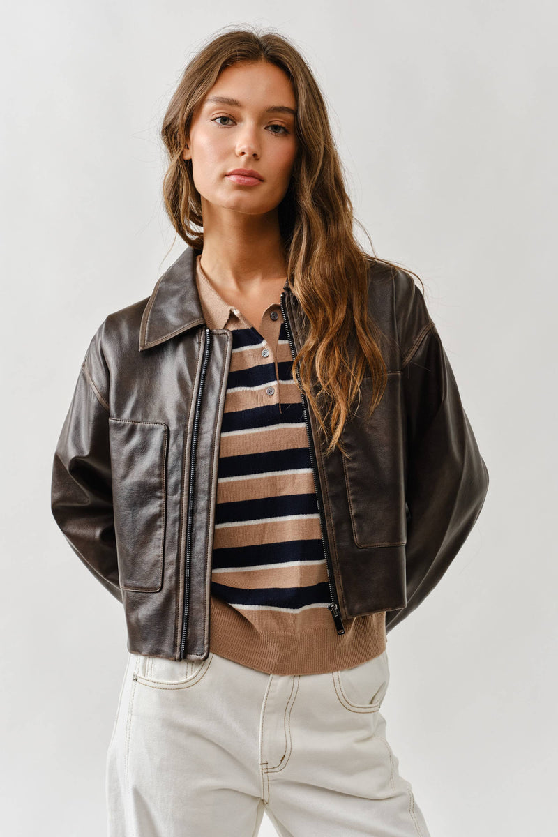 Washed Brown leather jacket
