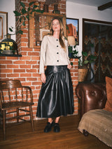 MAJ3284 WHIPSTITCH EDGE FAUX LEATHER JACEKT: BLACK / L