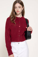 Round Neck Button Down Sweater Cardigan