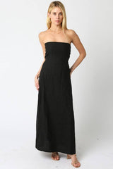Brown Linen Maxi Dress