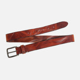 Brown Silver Buckle Classic Casual Rugged Leather Belt