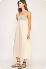 Top Stitch Bustier Linen Midi
