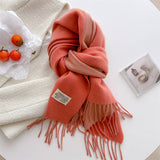 Double Sided Faux Cashmere Scarf-Solid Color Shawl_CWASC0968: Beige / (OS) 2