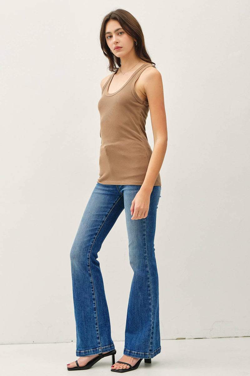 Taupe Ribbed Tank Top