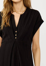 Pleated Panel Button Front Midi