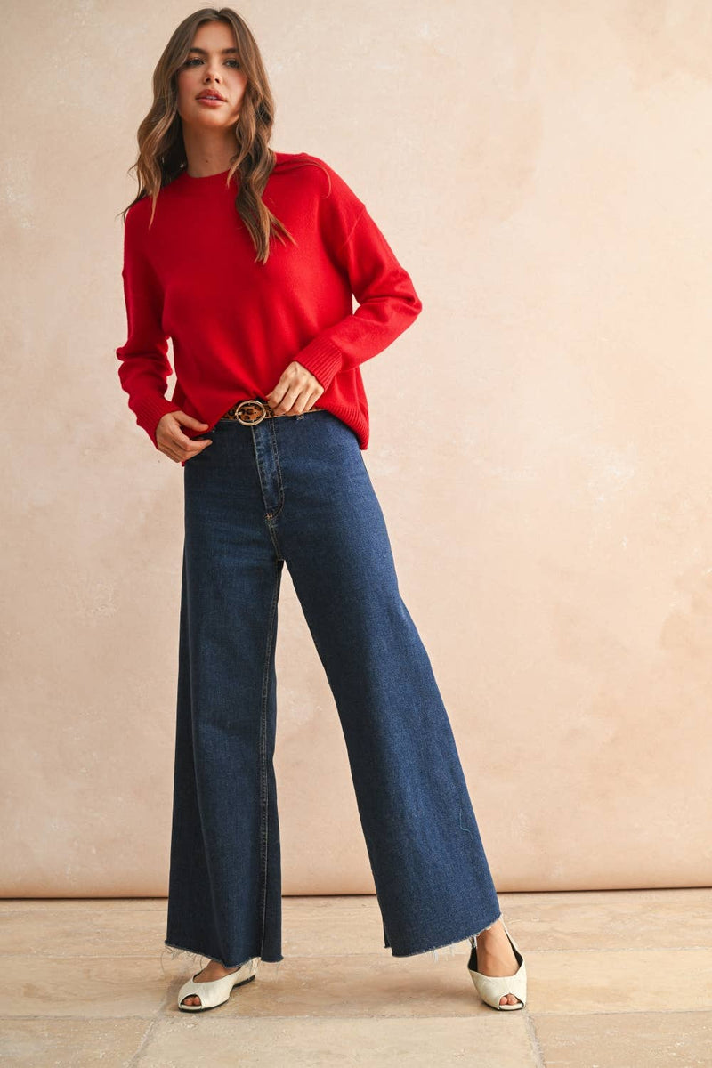 Red Mock Neck Sweater