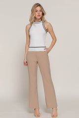 Contrast Stripe Halter Neck