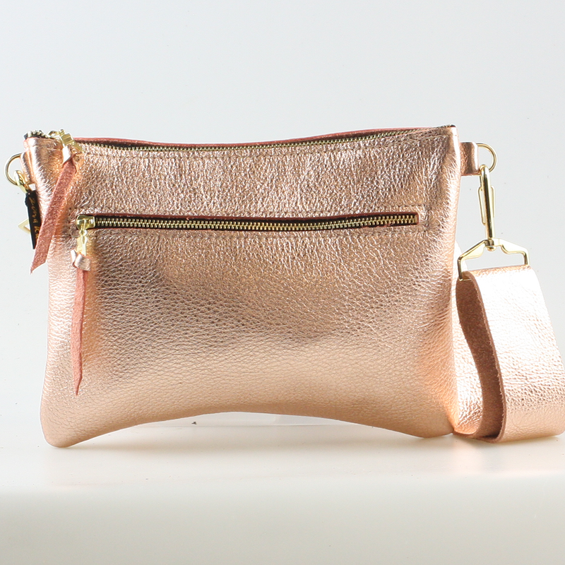 The Metallic Rita Crossbody and Hipbag: Pewter