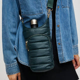 Jace Water Bottle Nylon Puffer Crossbody: Silver