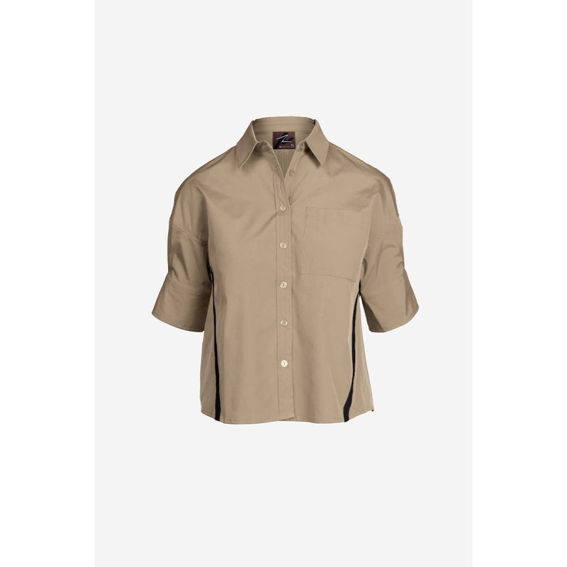 Boxy Half Sleeve Blouse With Stripe Accents