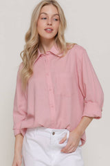 Long Sleeve Linen Blend Shirt