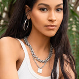2" hollow tube earring: Silver