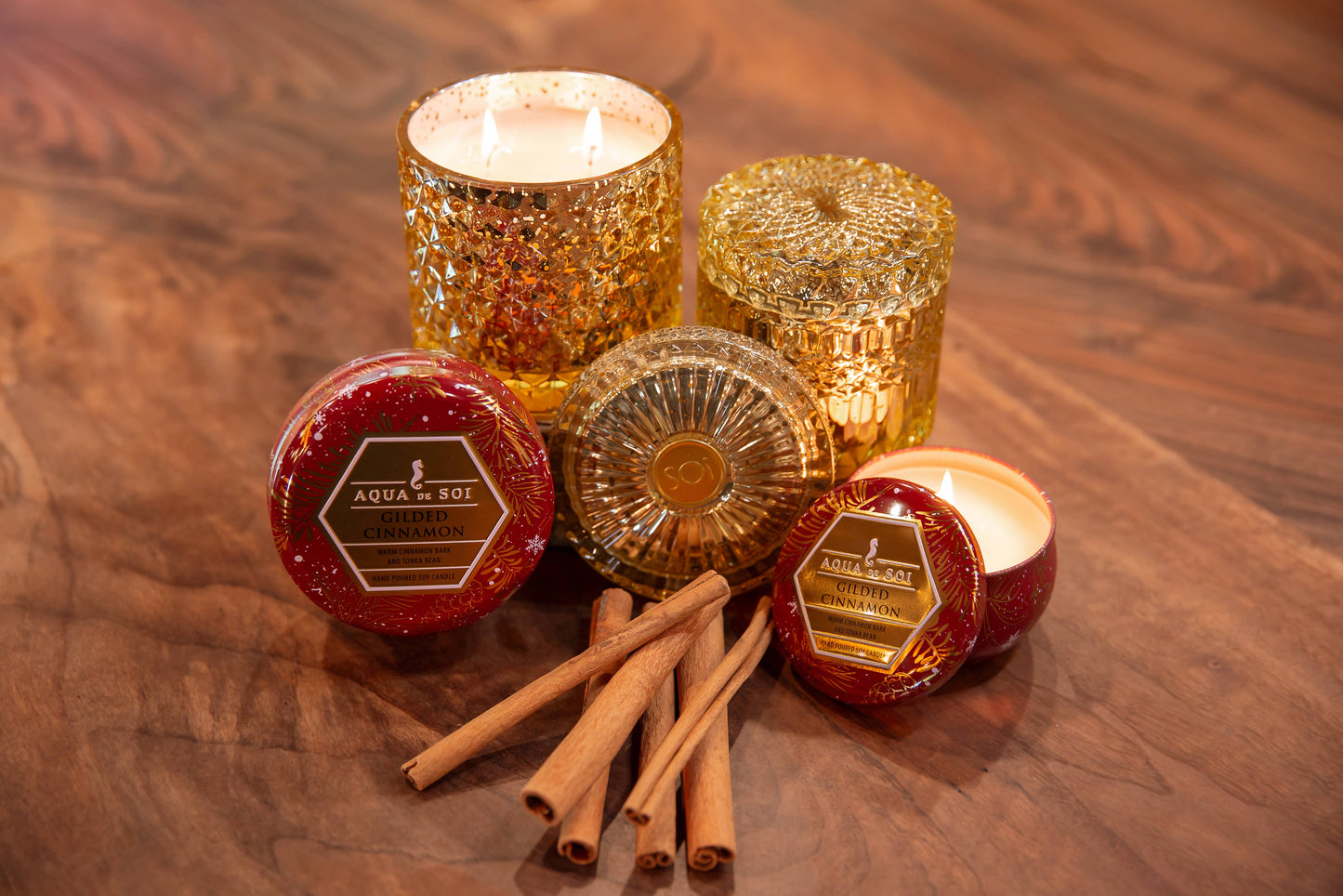Gilded Cinnamon 15oz Shimmer Candle 2 wick