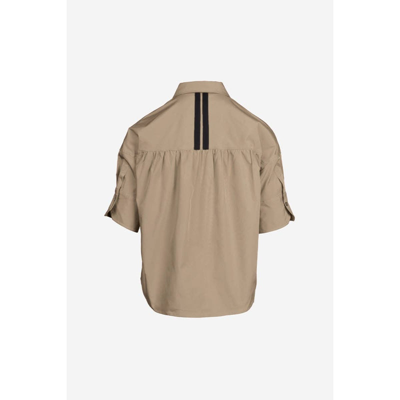 Boxy Half Sleeve Blouse With Stripe Accents