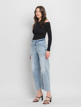 SUPER HIGH RISE LIGHT WASH BARREL JEANS V3575: HEROINE / 24