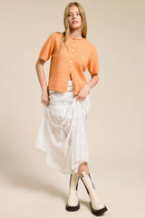 Short Sleeve Button Down Cardigan Mocha