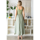 Knit top and Parachute Skirt  Dress: Olive